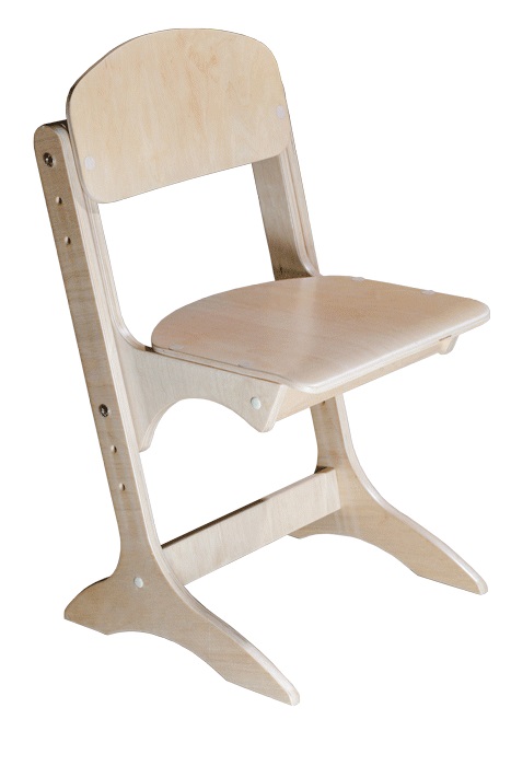 Стілець для дитячого садочку фанерний "Антошка" лакований, регулюється на ростові групи №1-3,(ТОВ ‘’АЛМАНТ’’), 310х380х545-625 мм.